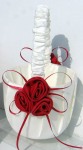 Wedding Flower Girl Petal Basket with Red Rosettes Design